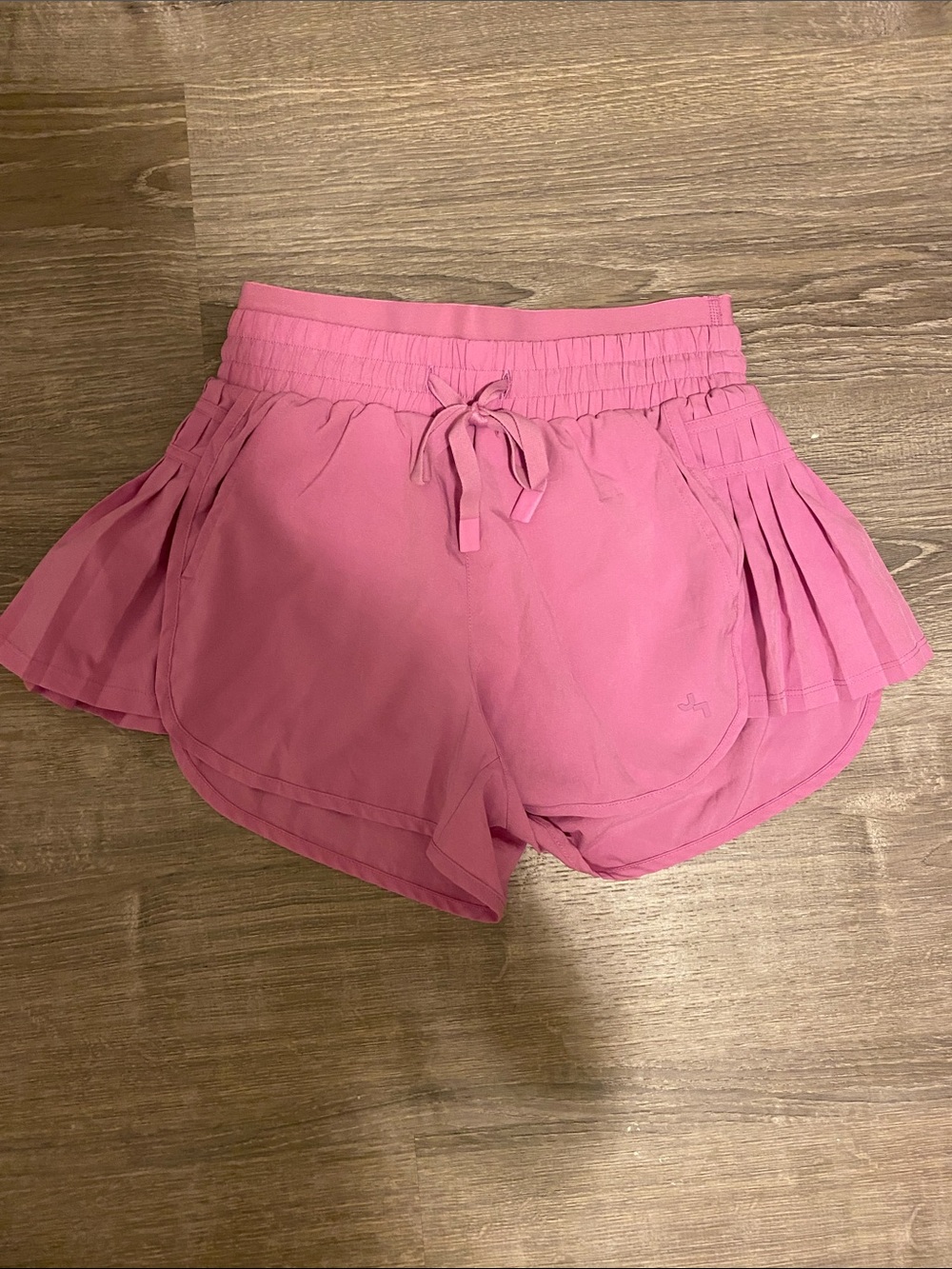 Women's Pink Pleated Drawstring Shorts